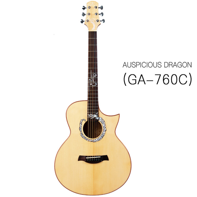 AOSEN Auspicious Dragon: GA-760C: Top Solid Spruce 41 Inch Cutaway Folk Acoustic Guitar