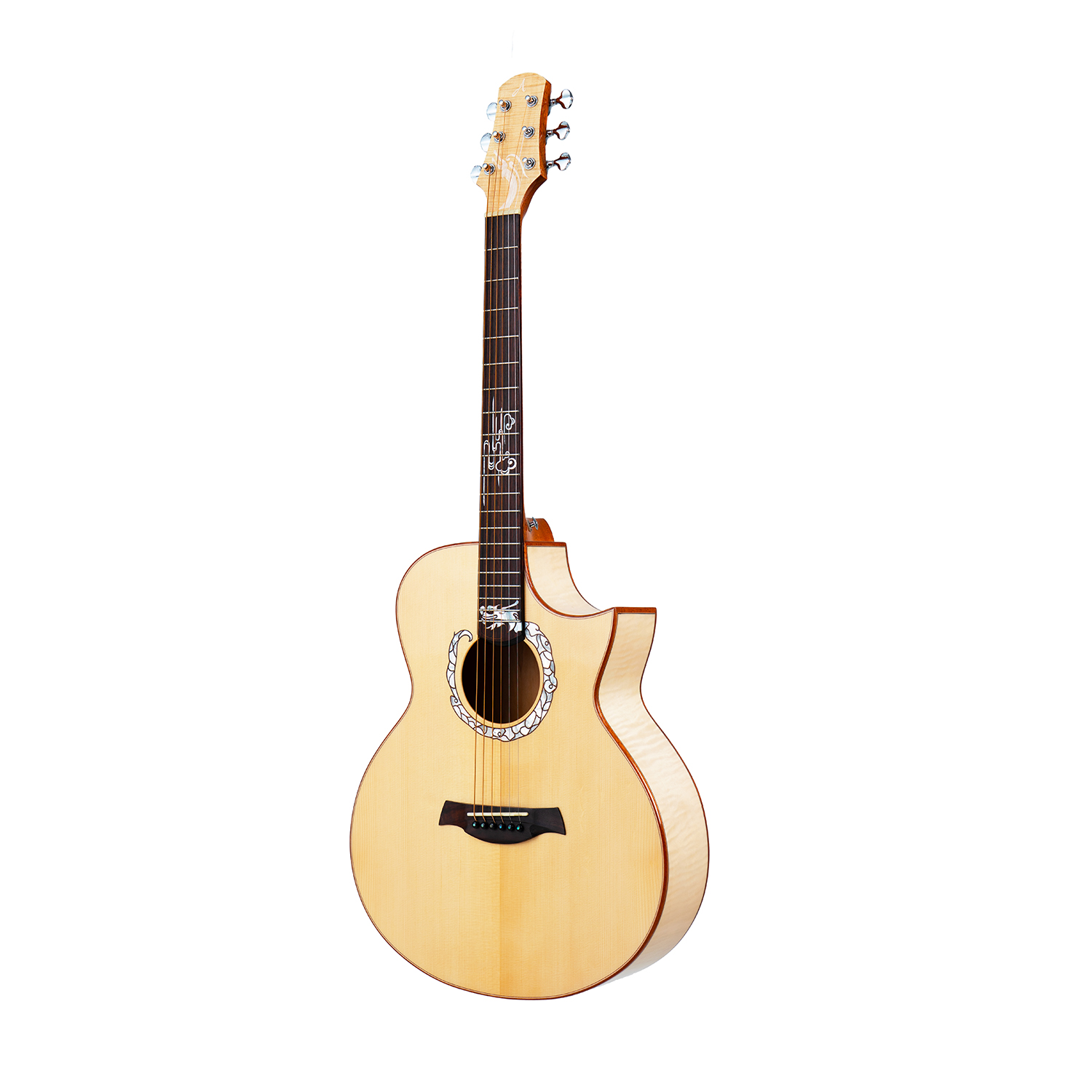 AOSEN Auspicious Dragon: GA-760C: Top Solid Spruce 41 Inch Cutaway Folk Acoustic Guitar