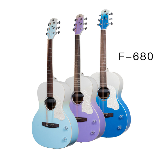 AOSEN F-680:Mahogany top solid acoustic guitar, Black/Purple/BR,