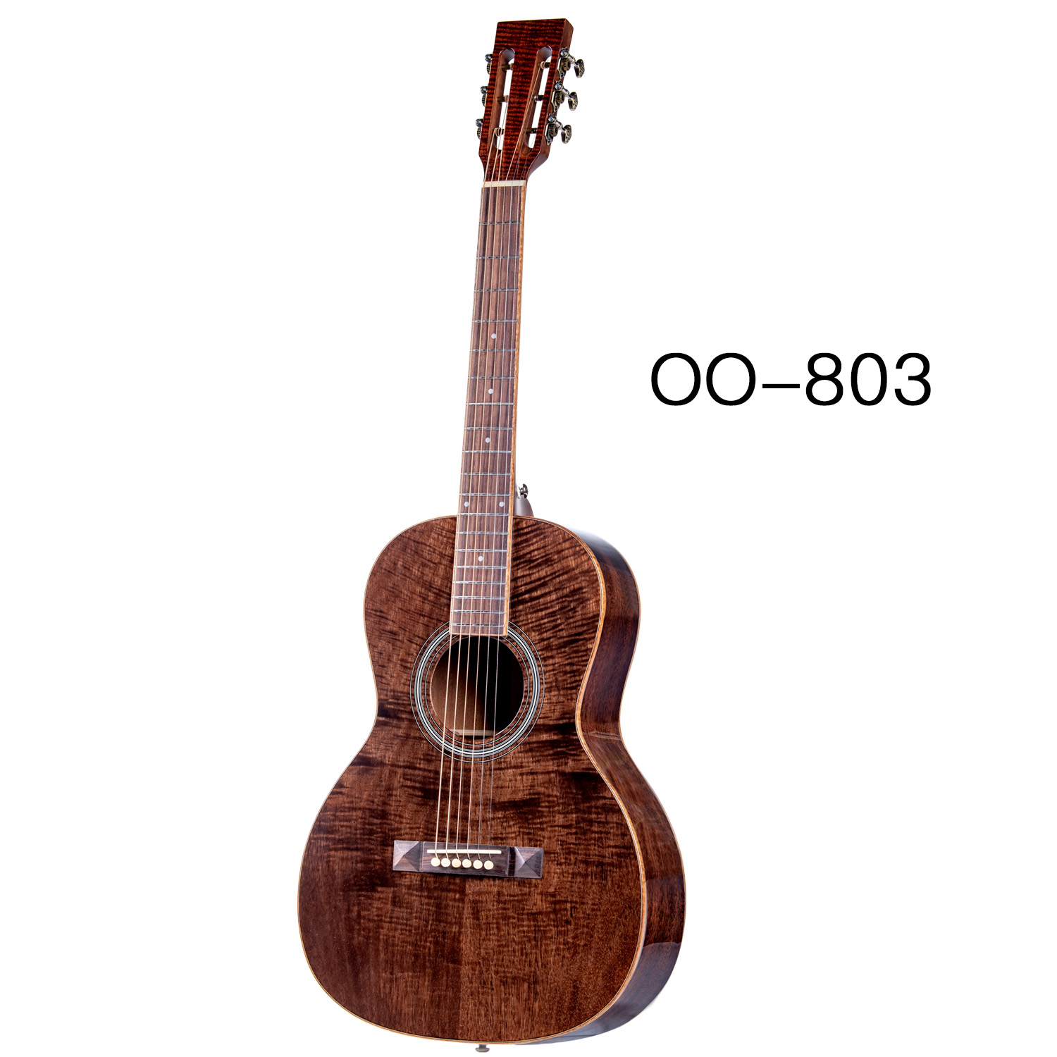 AOSEN OO-803 Vintage Acoustic Guitar, Solid Tiger Stripe Mahogany Top, OO Concert Body, 38 Inch Folk Guitar for Beginner & Intermediate Players