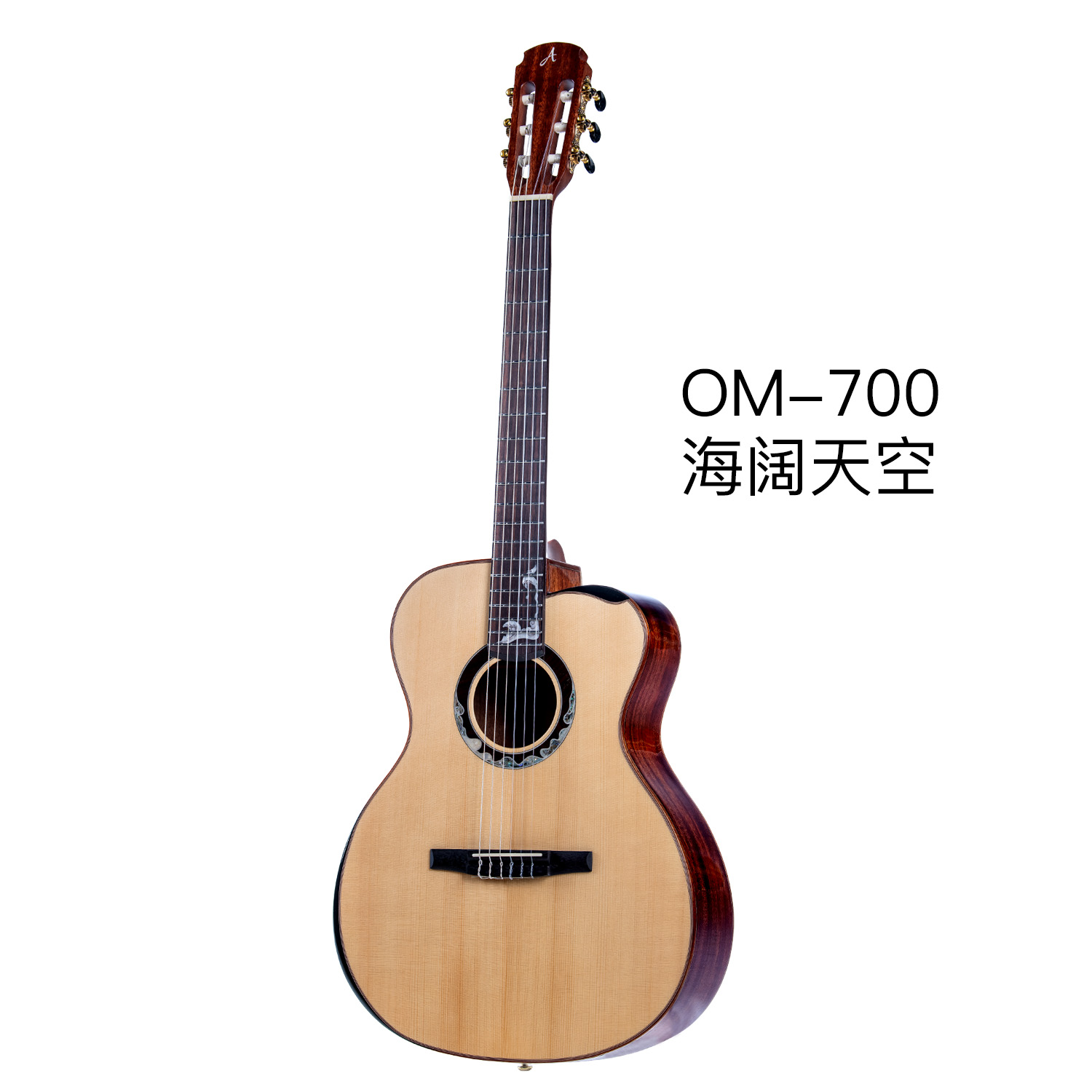 AOSEN OM-700 Crossover Acoustic Guitar, 40 Inch OM Body, Solid Spruce Top, Mahogany Laminate Back & Sides, Folk Guitar for Beginner & Intermediate Players